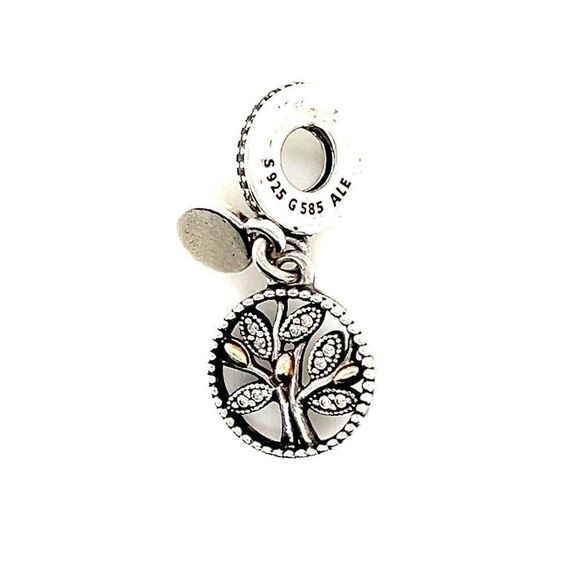 Pandora Two-Tone Family Tree Cz Dangle Charm - Picture 1 of 3